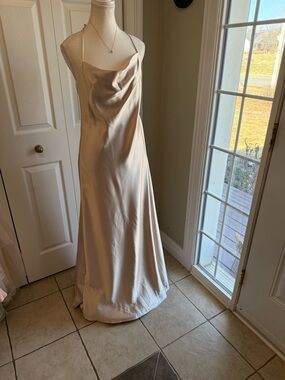 Watters Strapless Satin Slip Dress in Cream